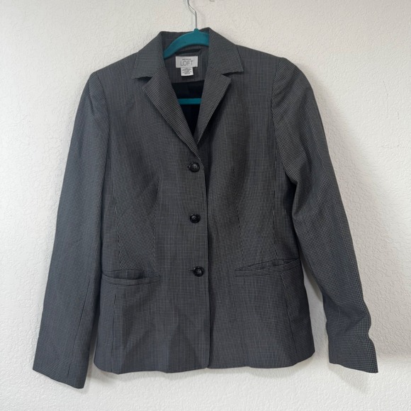 Ann Taylor LOFT Jackets & Blazers - Ann Taylor LOFT Women's Black White‎ Checkered Blazer Jacket Size 0